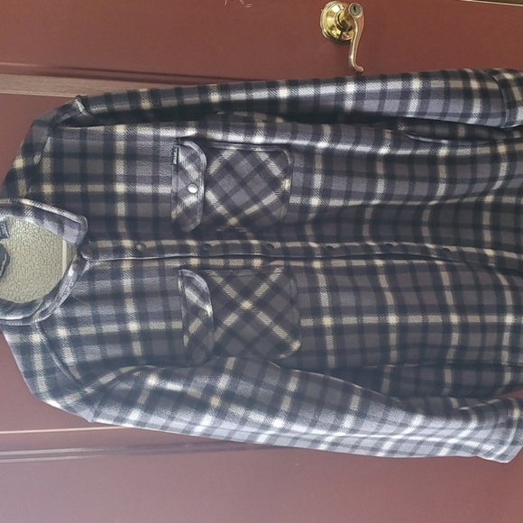 Eddie Bauer Black and Gray Plaid Flannel Shacket  2XL - Picture 1 of 12